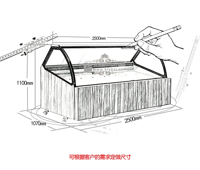 敦煌系列柜台式冷藏木纹展示柜