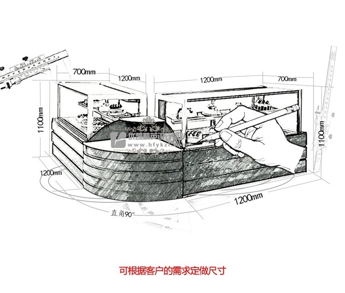 DM-DWB豪华木质直角蛋糕柜